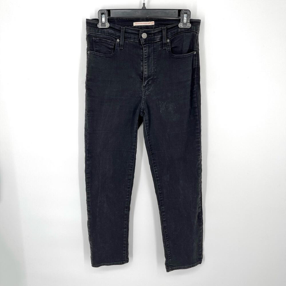 Levi’s 724 Women's High Rise Straight Leg Crop Jeans Size 28 Black Stretch